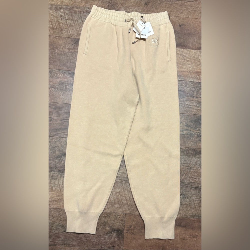 Sandro Bristol High Rise Drawstring Knit Joggers Size 10 - Picture 4 of 8